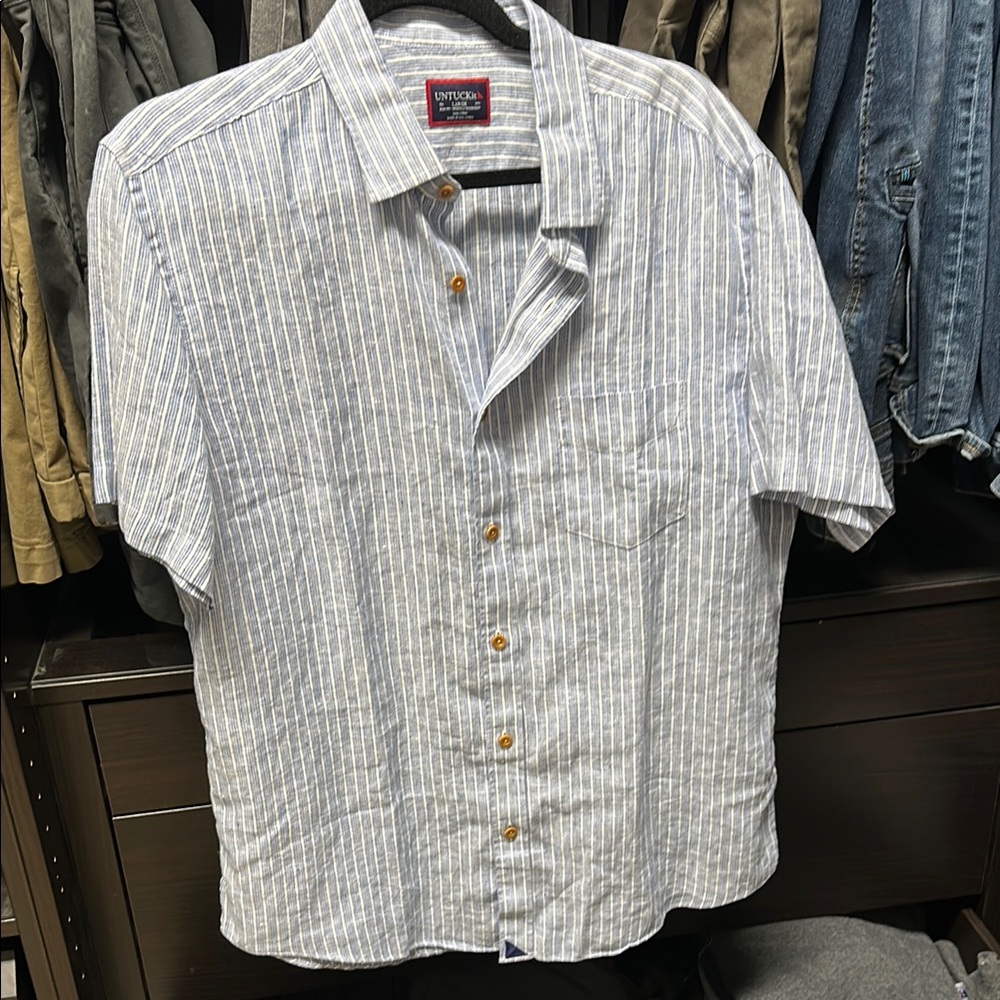 Untuckit Men's Blue Striped Shirt